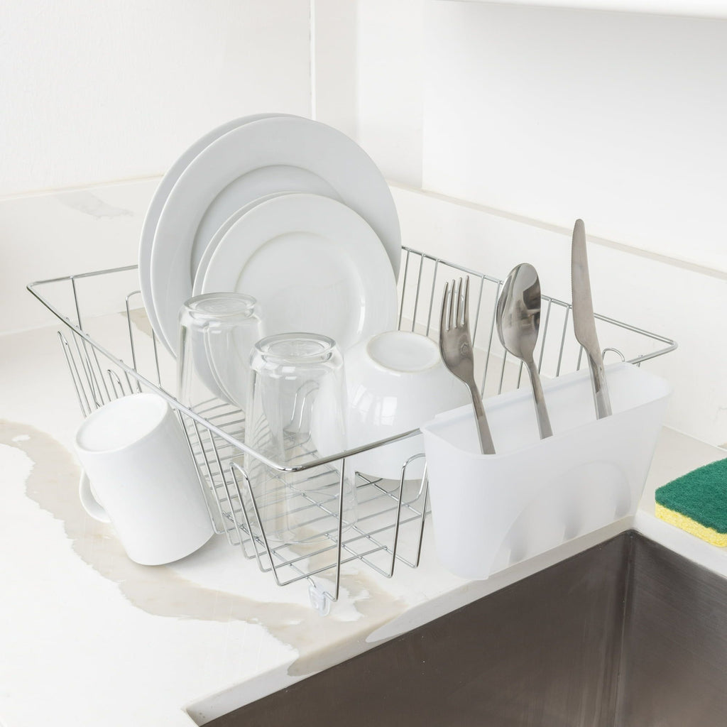 2-Pack Stainless Steel Dish Drying Rack and Drainer with Cutlery Cup