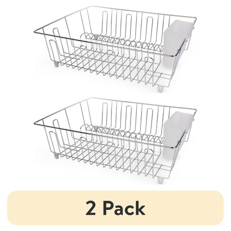 2-Pack Stainless Steel Dish Drying Rack and Drainer with Cutlery Cup
