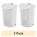 2-Pack Wheeled Laundry Hamper with Retractable Handle and Flip-Top Lid