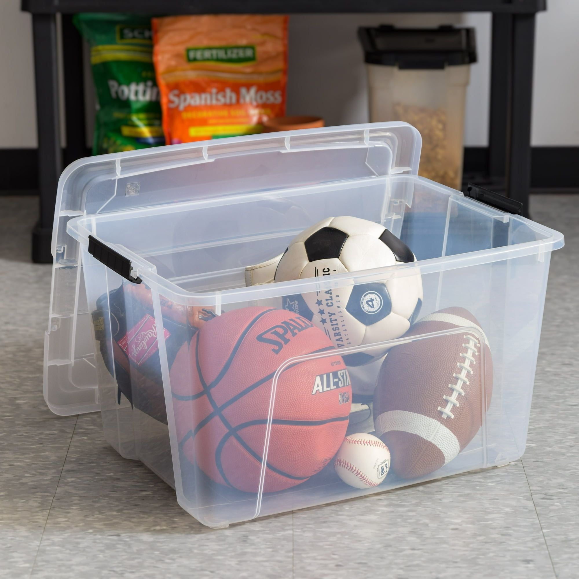 60 Qt Clear Plastic Storage Bins with Latching Lids (2-Pack)
