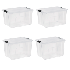 60 Qt Clear Plastic Storage Bins with Latching Lids (2-Pack)