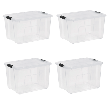 60 Qt Clear Plastic Storage Bins with Latching Lids (2-Pack)