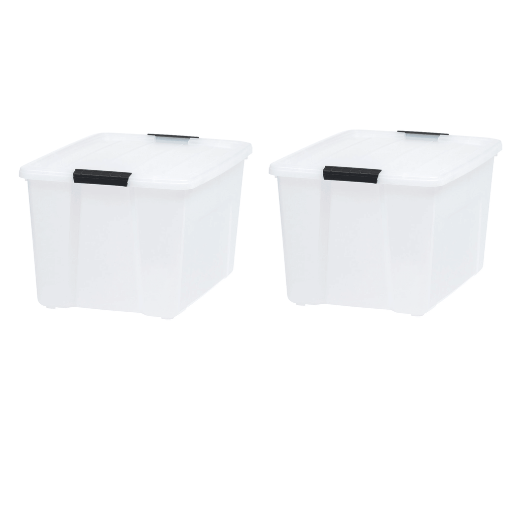 60 Qt Clear Plastic Storage Bins with Latching Lids (2-Pack) - 2 Pack Pearl