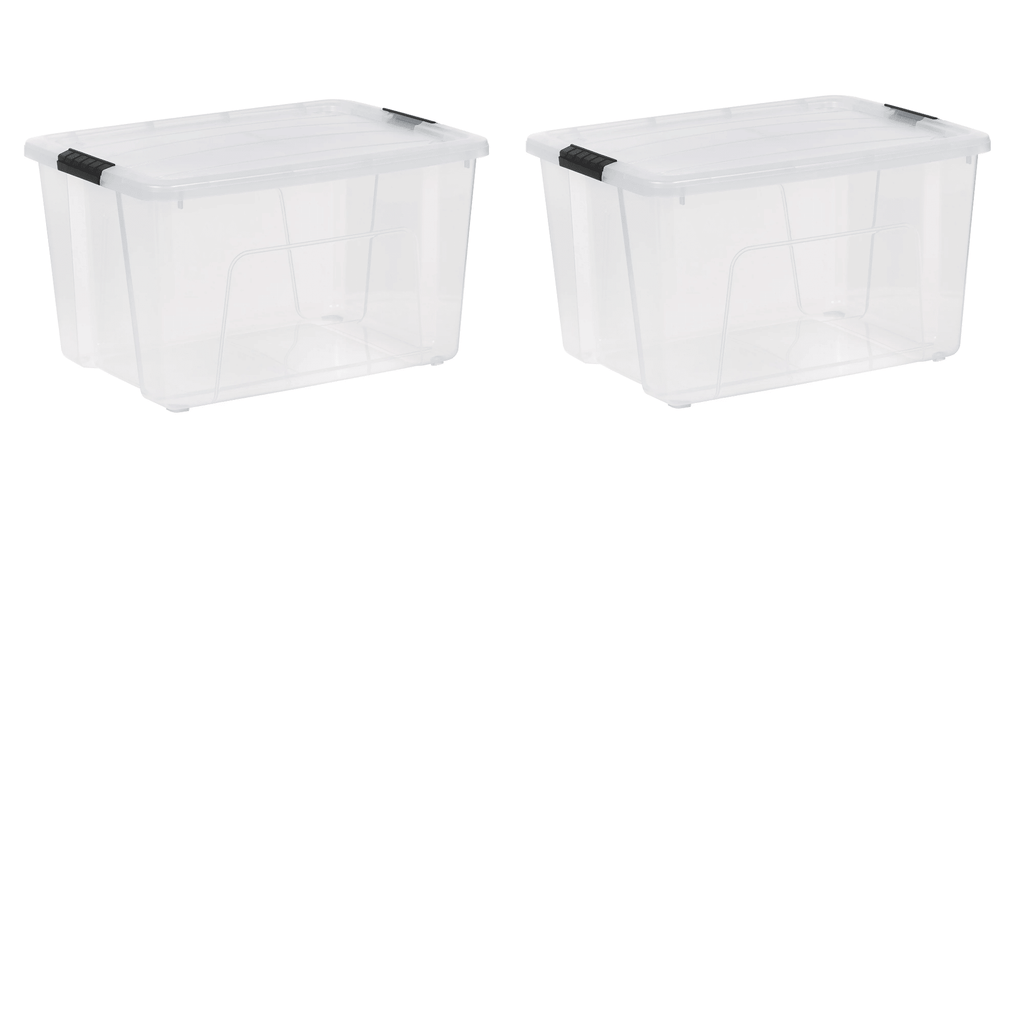 60 Qt Clear Plastic Storage Bins with Latching Lids (2-Pack)