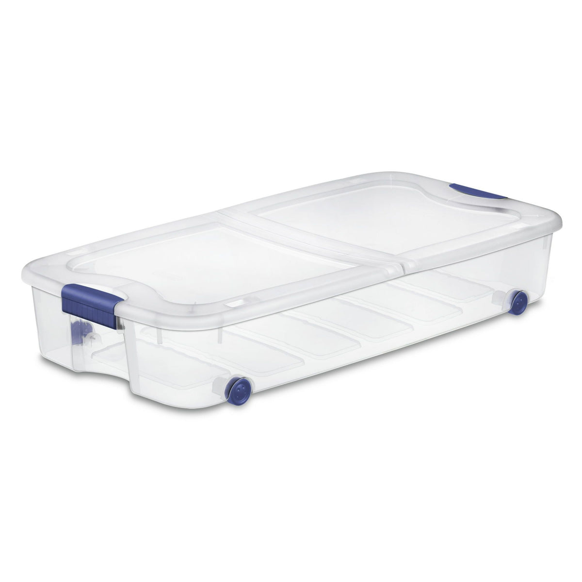 Clear Wheeled Underbed Storage Bins with Hinged Lids