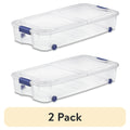 Clear Wheeled Underbed Storage Bins with Hinged Lids