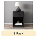 Ardent Black One-Drawer Nightstands, Set of Two