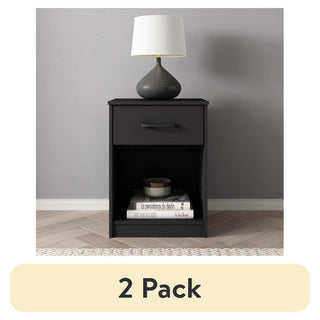 Ardent Black One-Drawer Nightstands, Set of Two