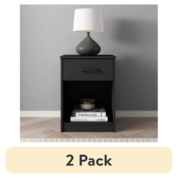 Ardent Black One-Drawer Nightstands, Set of Two