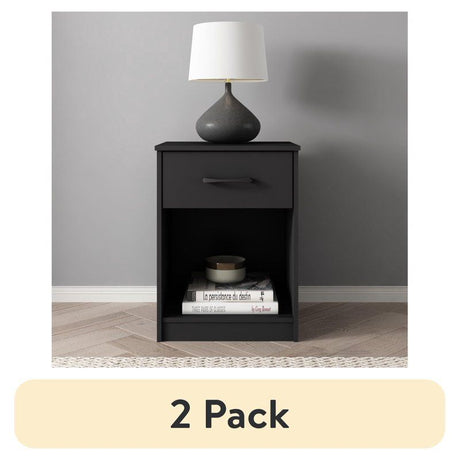 Ardent Black One-Drawer Nightstands, Set of Two
