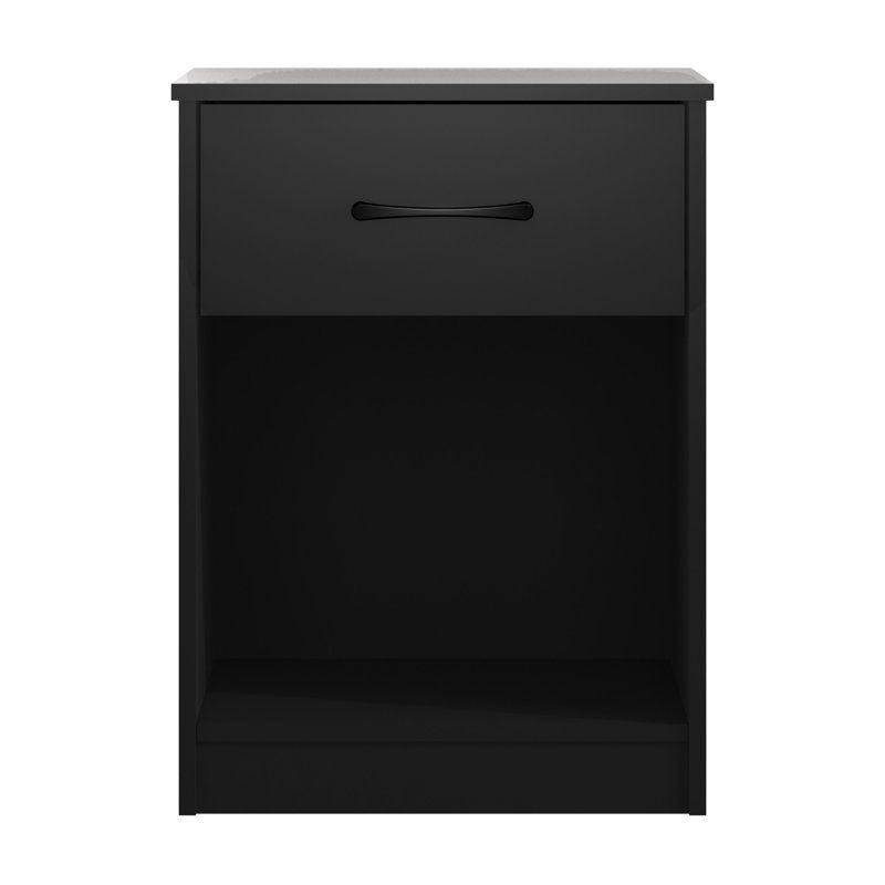 Ardent Black One-Drawer Nightstands, Set of Two