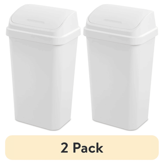 Swing-Top Kitchen Trash Can Set with Square Profile
