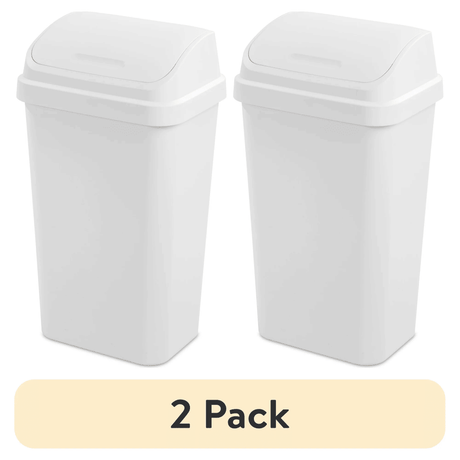 Swing-Top Kitchen Trash Can Set with Square Profile