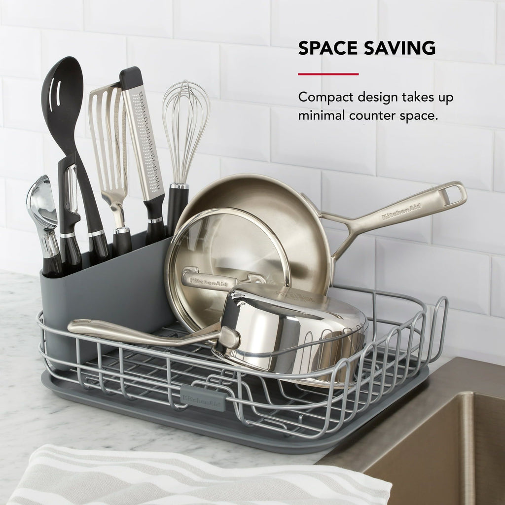 Low-Profile Dish Drying Rack Set for Tidy Kitchen Counters