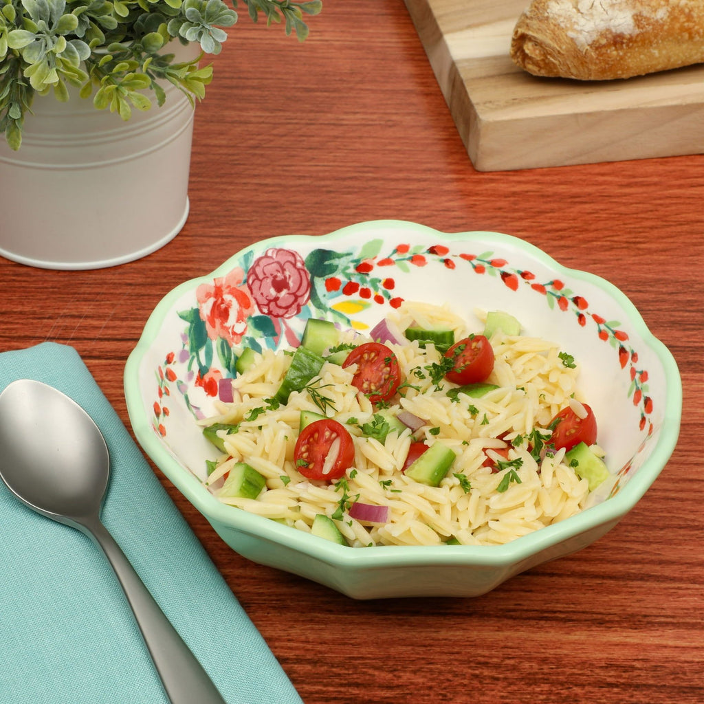 Painted Meadows Green Floral Cereal Bowl Set