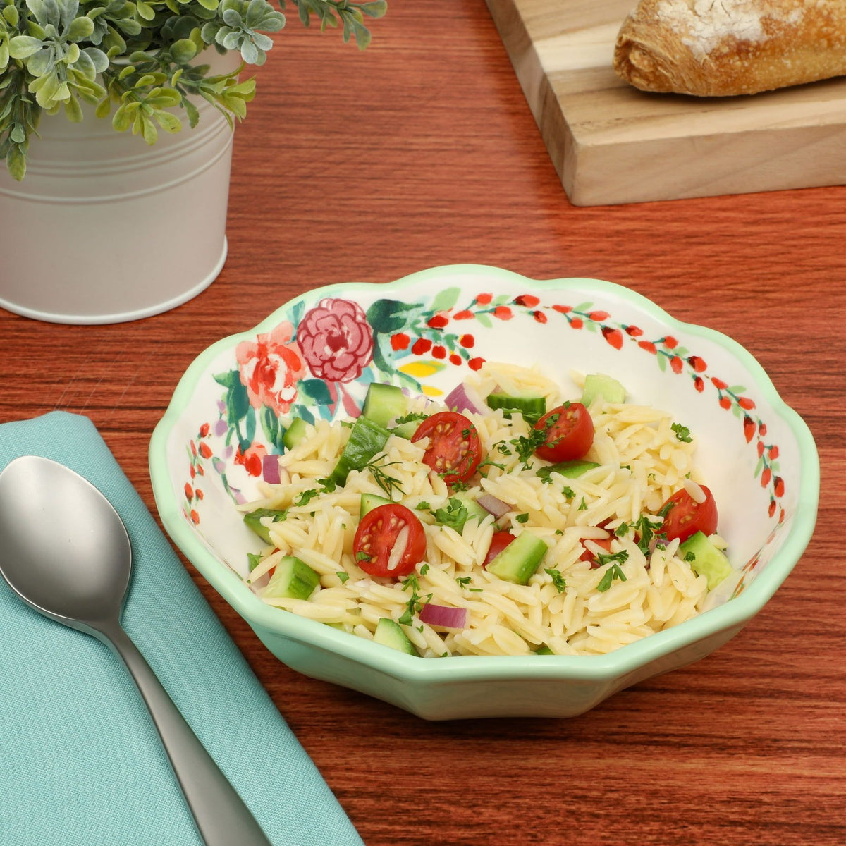 Painted Meadows Green Floral Cereal Bowl Set
