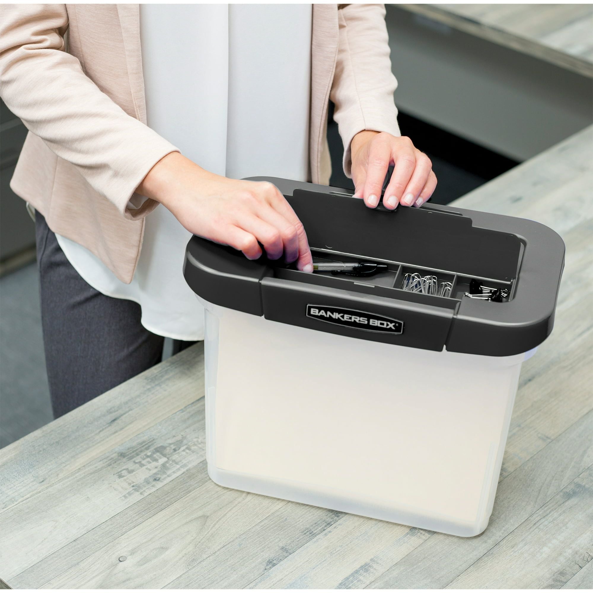 Clear Letter Size File Organizer with Locking Lid (2 Pack)