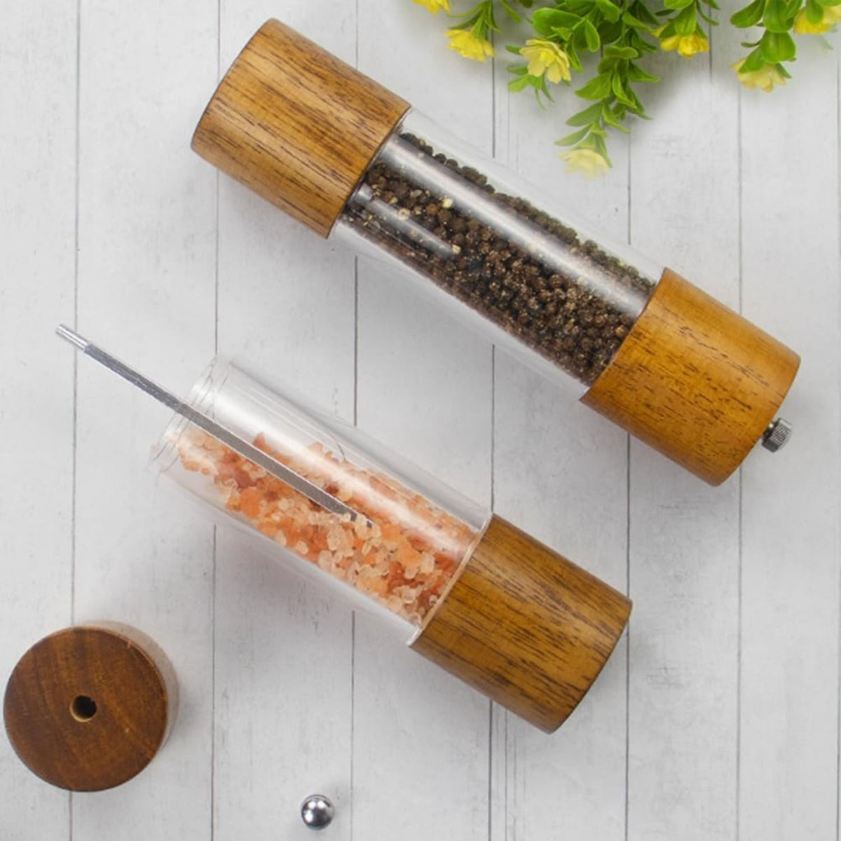 Manual Salt and Pepper Mill Pair with Adjustable Grind