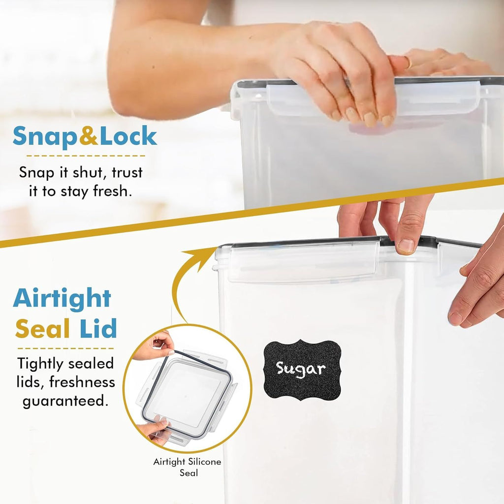 Stackable Bulk Pantry Containers with Snap-Lock Lids