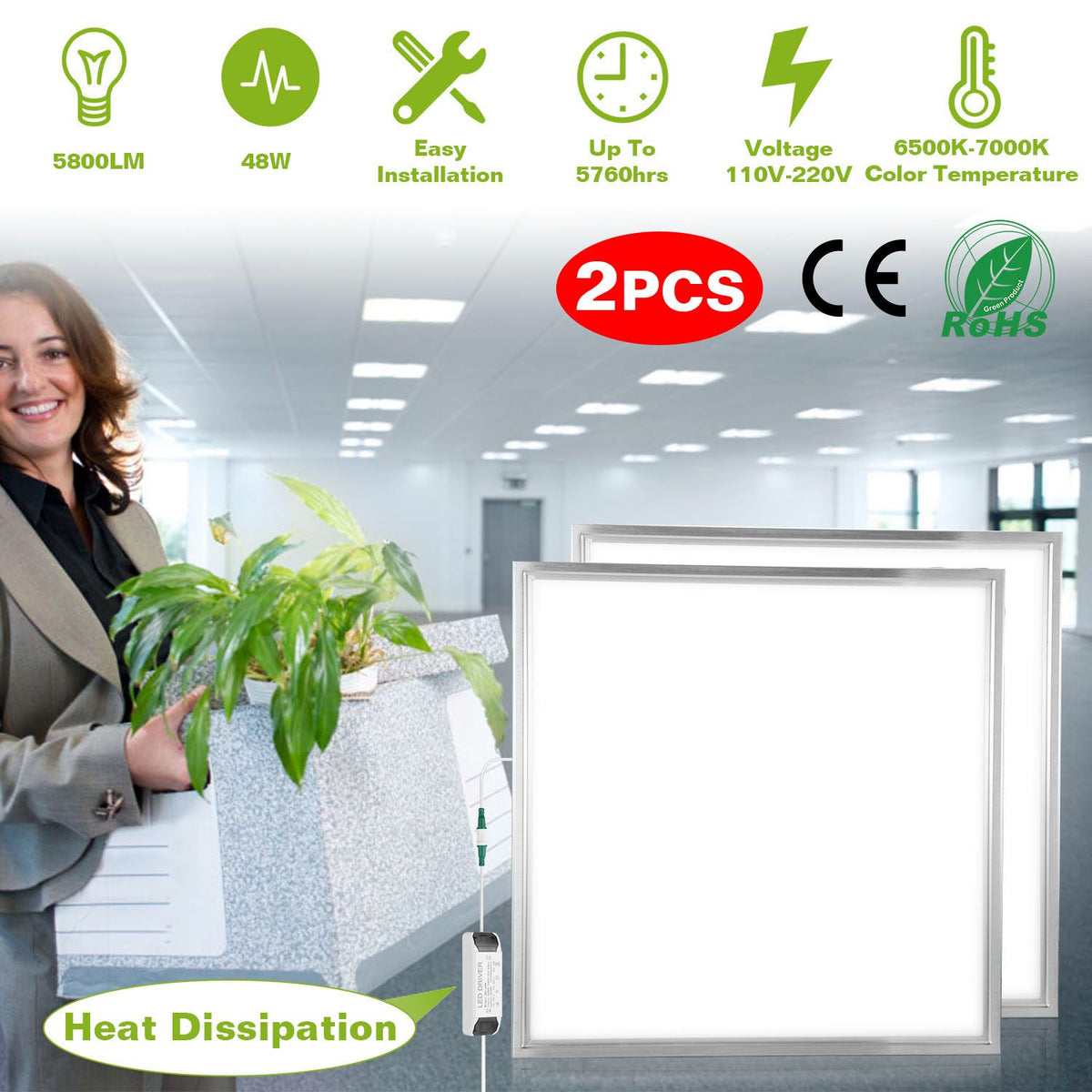 Two-Panel Edge-Lit Ceiling Light Set