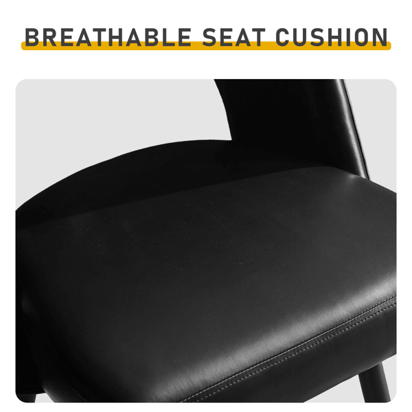 Set of 2 Black PU Swivel Bar Stools with Open Backrest and Metal Legs