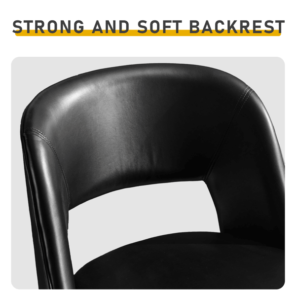 Set of 2 Black PU Swivel Bar Stools with Open Backrest and Metal Legs