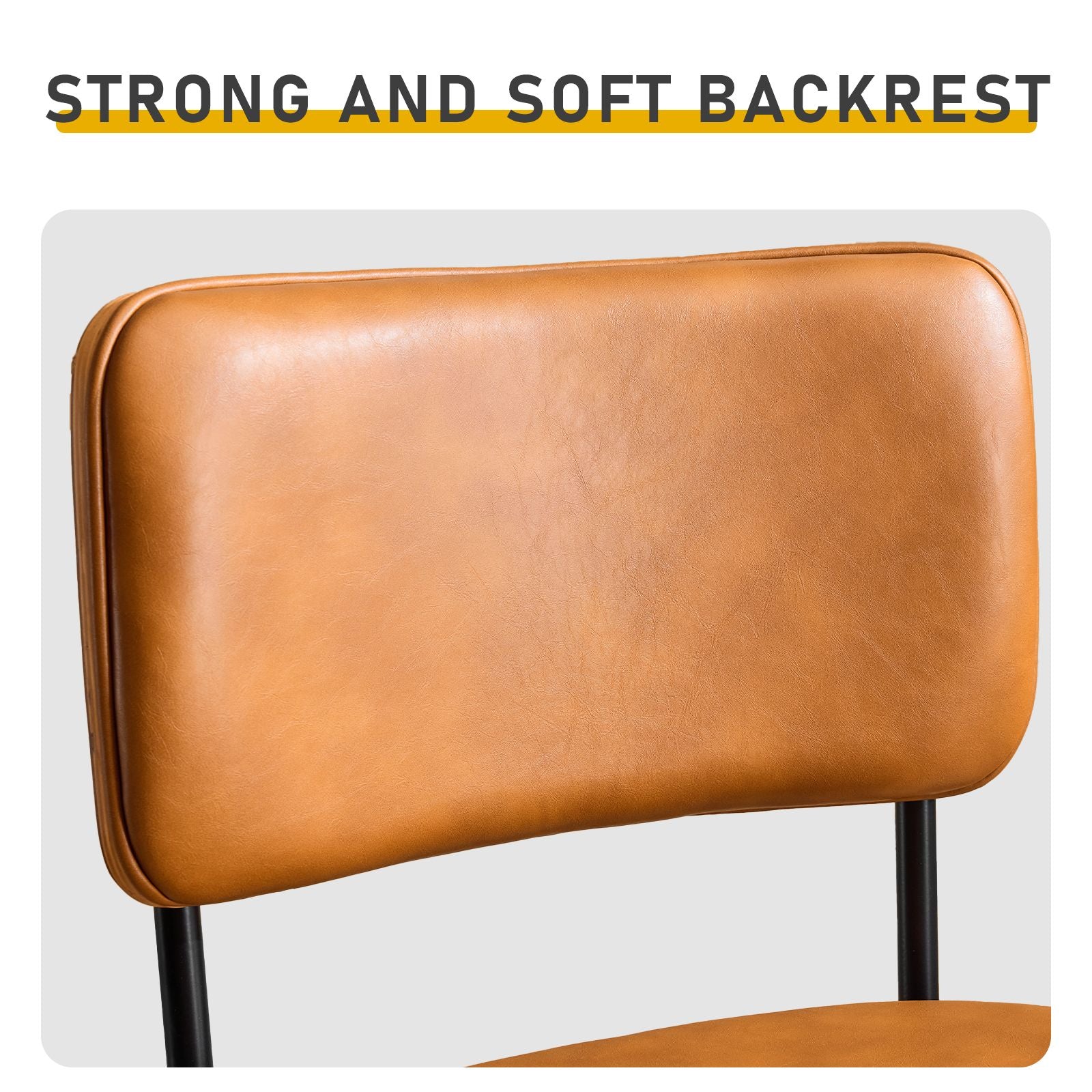 Pair of Brown PU Leather Swivel Bar Stools with Removable Bentwood Backrest