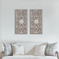 Two-Piece Distressed Lotus Carved Wall Decor Set