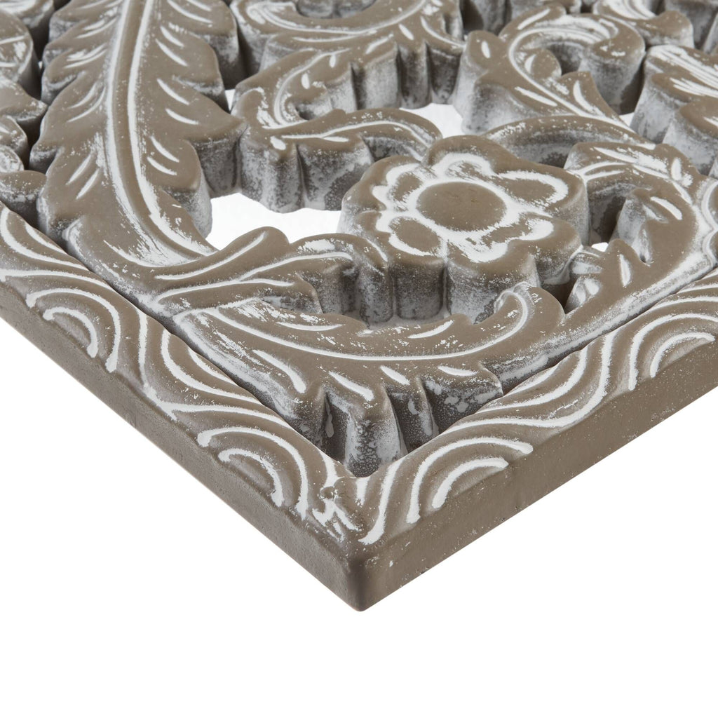 Two-Piece Distressed Lotus Carved Wall Decor Set