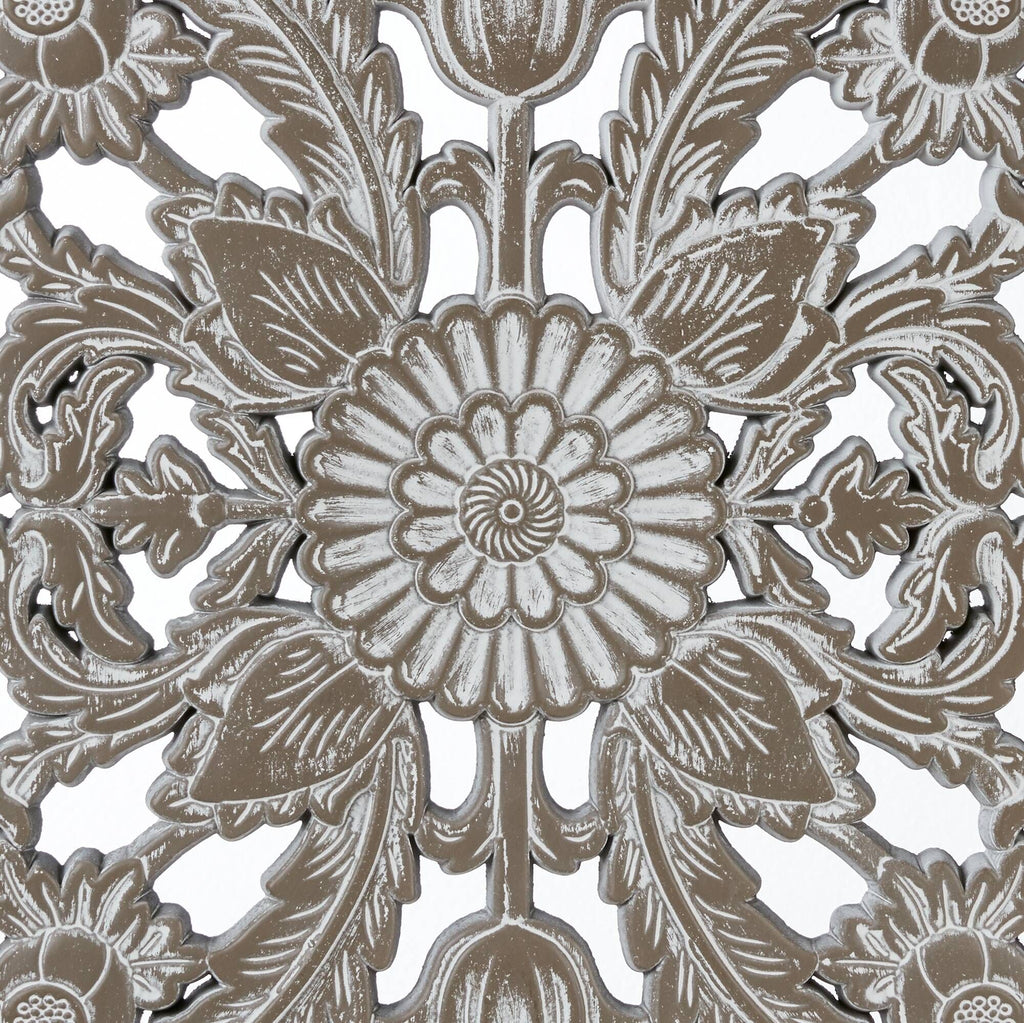Two-Piece Distressed Lotus Carved Wall Decor Set