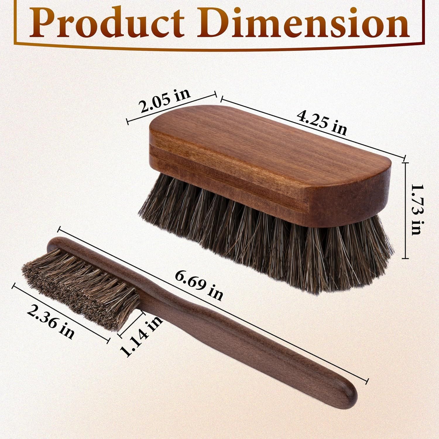 2 PCS Leather Brush Car Detailing Set with Horse Hair Bristles