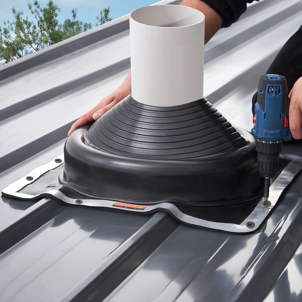 Trim-to-Fit Flashing Boots for Roof Pipe Openings