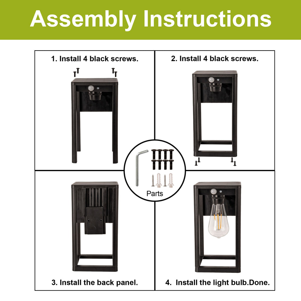 Solar Motion-Sensing Outdoor Wall Lamps, Set of Two