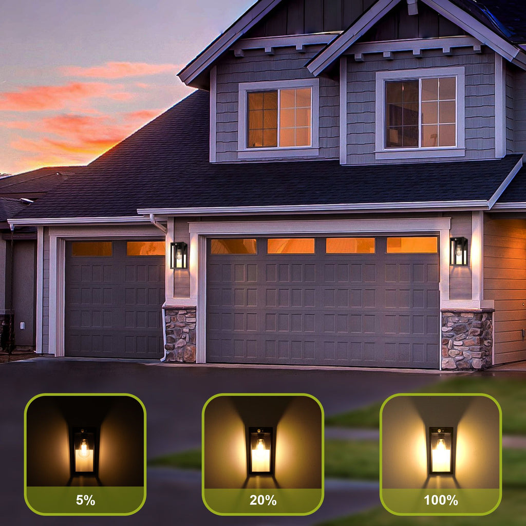 Solar Motion-Sensing Outdoor Wall Lamps, Set of Two