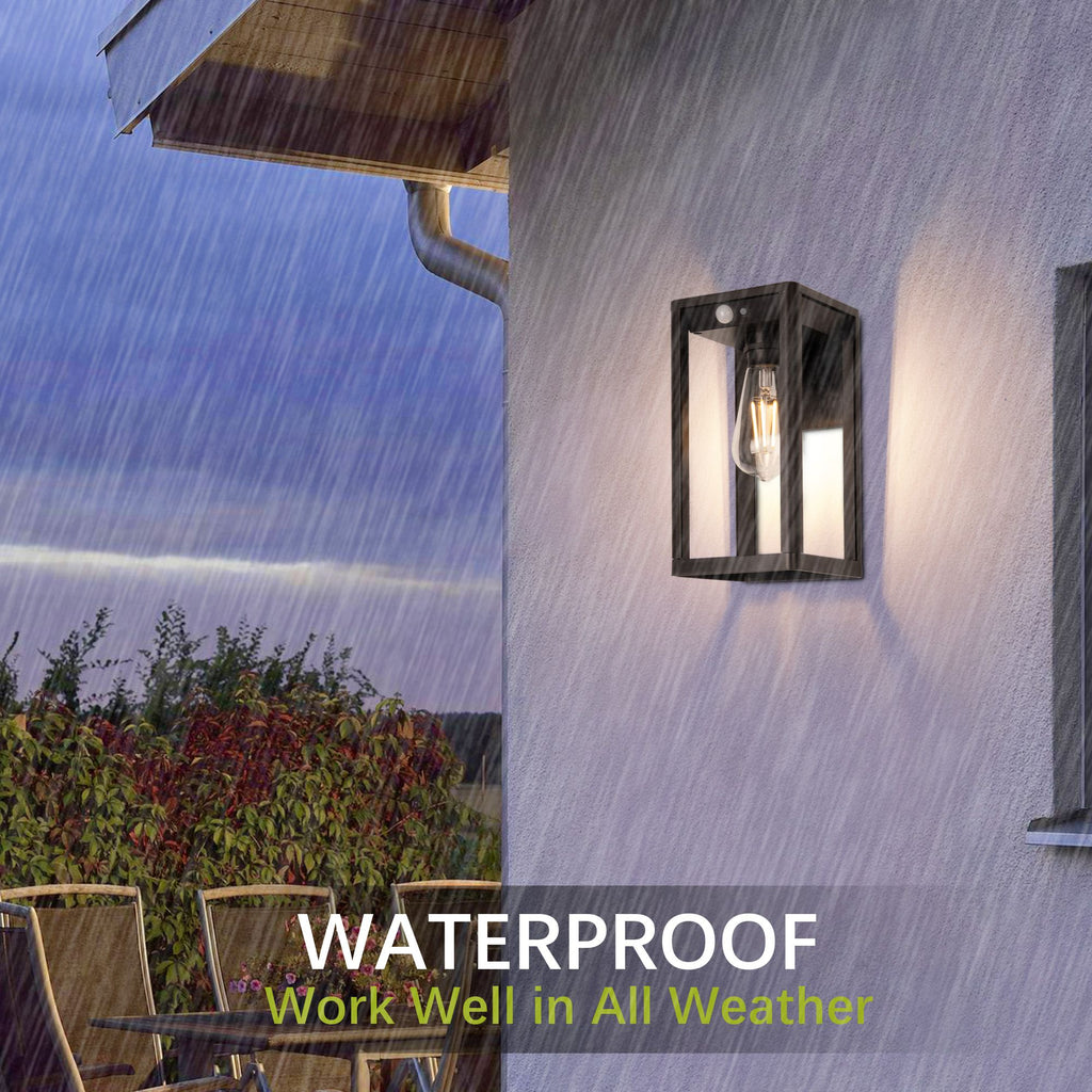 Solar Motion-Sensing Outdoor Wall Lamps, Set of Two