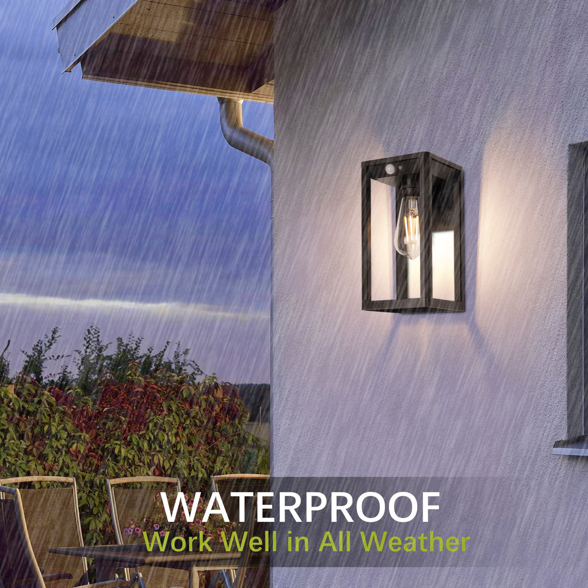 Solar Motion-Sensing Outdoor Wall Lamps, Set of Two