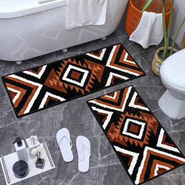 Western Aztec Bathroom Rug Set – Non-Slip Boho Decor