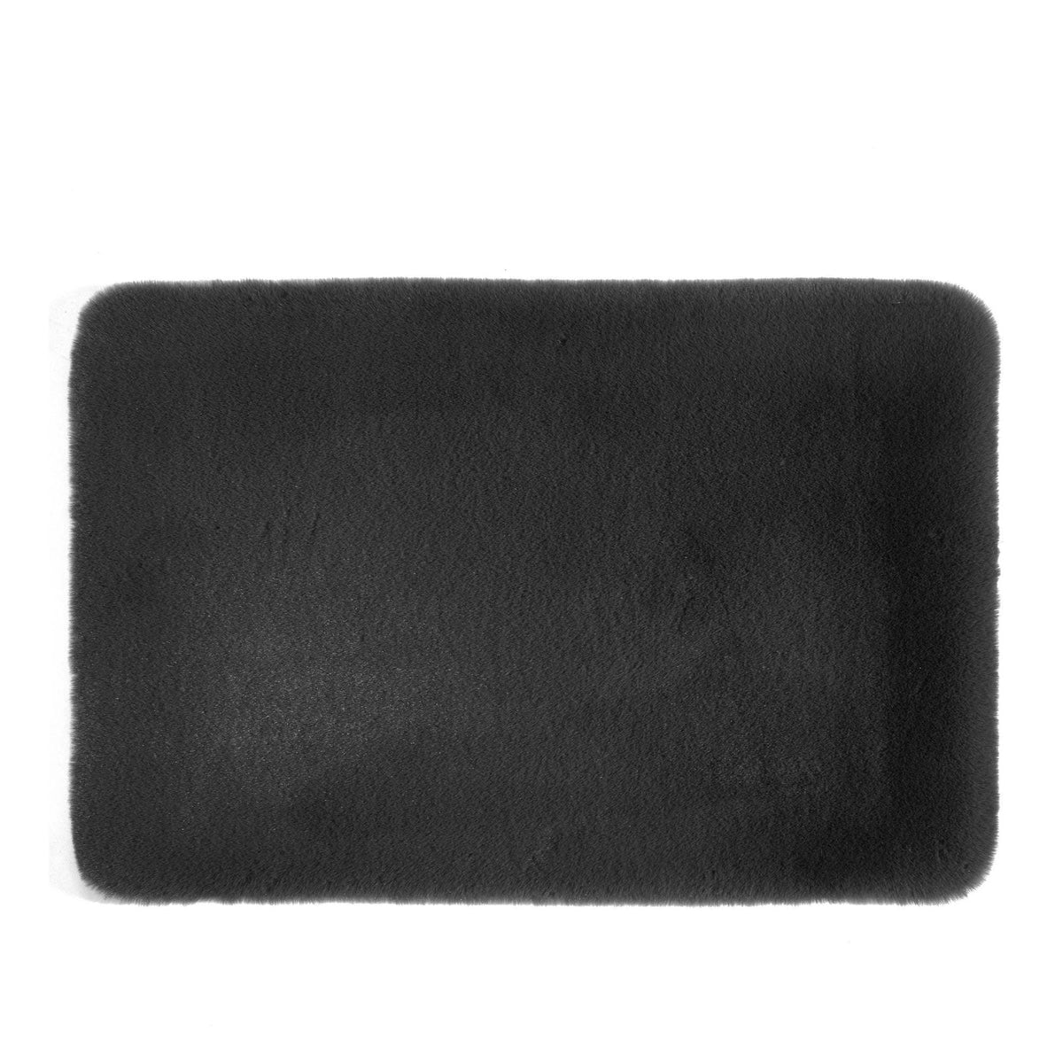 Two-Piece Gray Faux Rabbit Fur Bath Rug Set