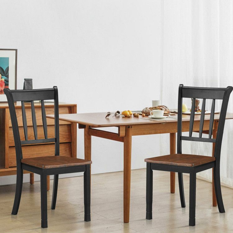 2 Piece Solid Whitesburg Spindle Back Dining Chairs in Rubber Wood
