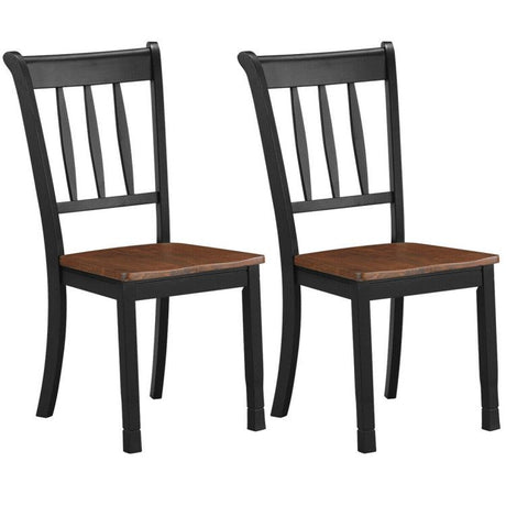 2 Piece Solid Whitesburg Spindle Back Dining Chairs in Rubber Wood