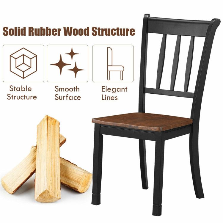 2 Piece Solid Whitesburg Spindle Back Dining Chairs in Rubber Wood