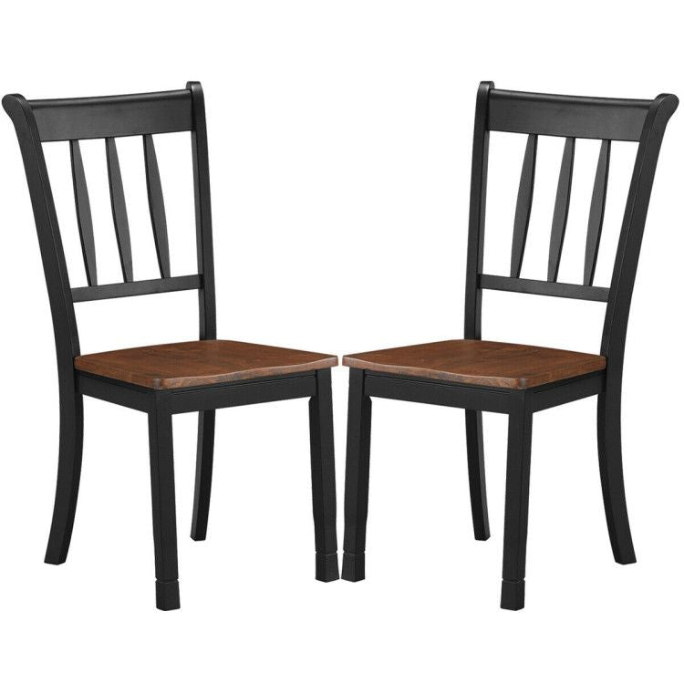 2 Piece Solid Whitesburg Spindle Back Dining Chairs in Rubber Wood