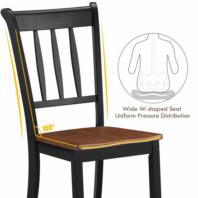 2 Piece Solid Whitesburg Spindle Back Dining Chairs in Rubber Wood