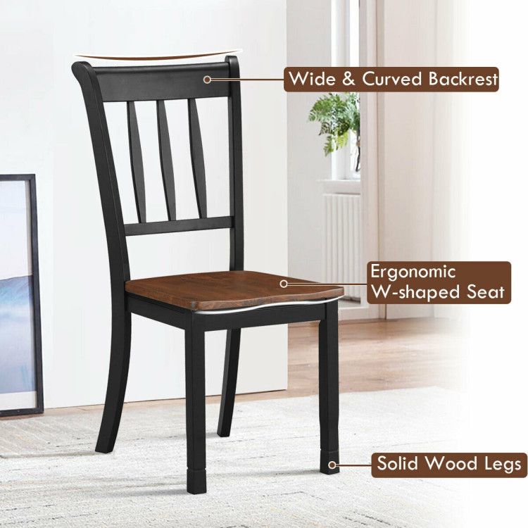 2 Piece Solid Whitesburg Spindle Back Dining Chairs in Rubber Wood