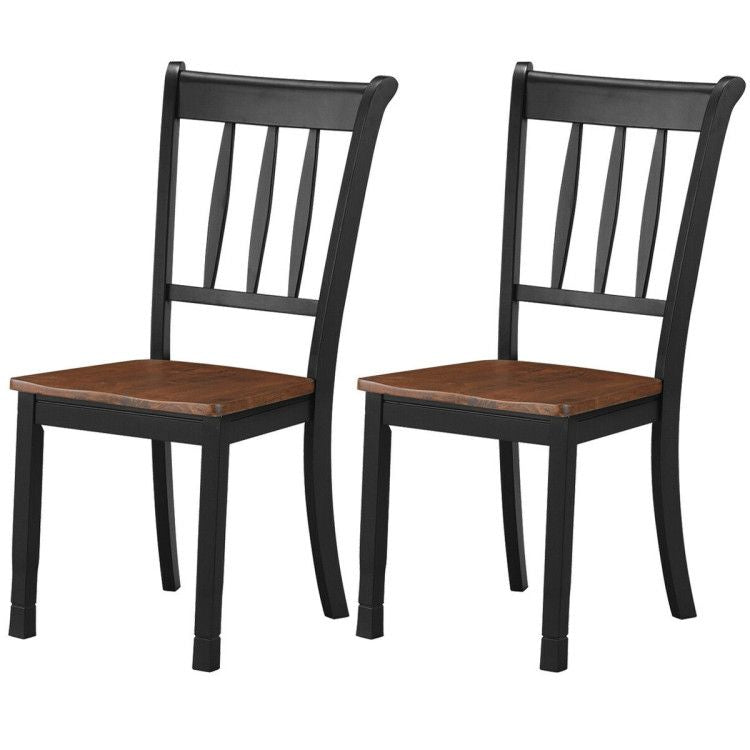 2 Piece Solid Whitesburg Spindle Back Dining Chairs in Rubber Wood