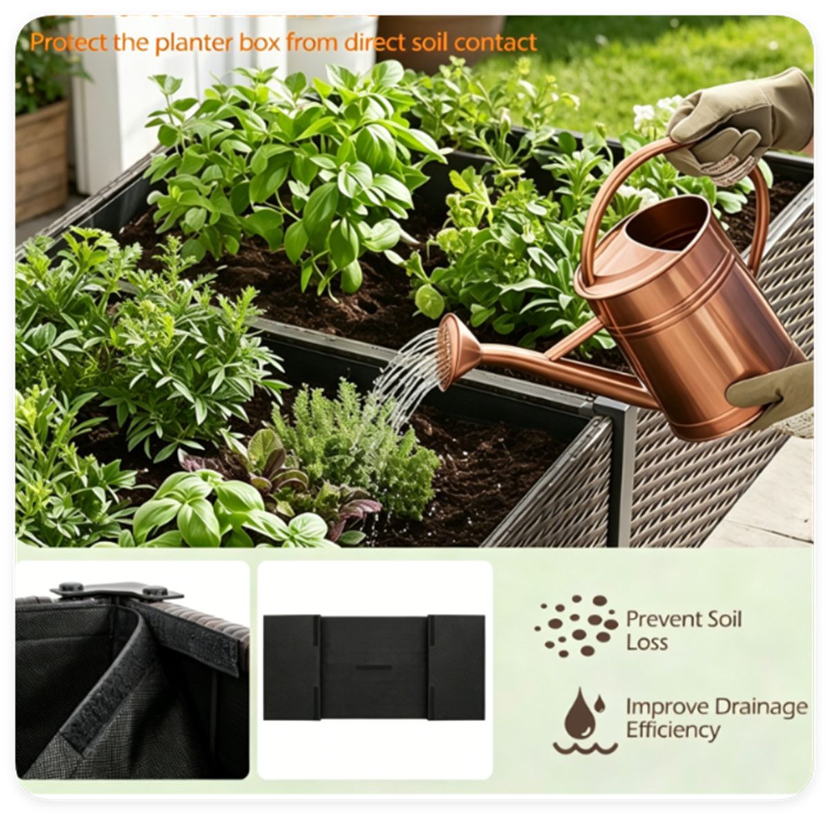 2-Section PE Rattan Raised Garden Bed – Ergonomic Elevated Planter Box for Patio Vegetables & Herbs