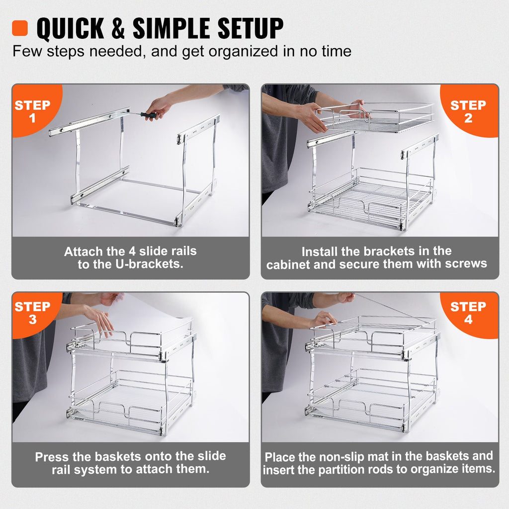 VEVOR Two-Tier Pull-Out Cabinet Organizer