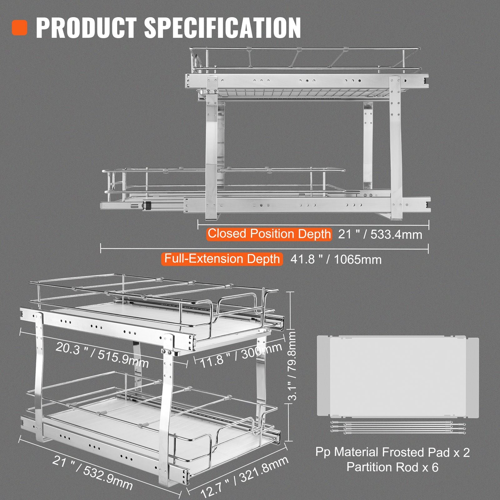 VEVOR Two-Tier Pull-Out Cabinet Organizer