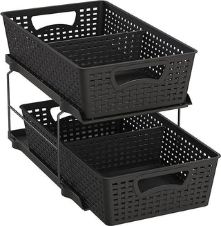 Two-Tier Pull-Out Organizer Tray for Under-Sink Bathroom Storage