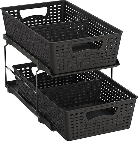 Two-Tier Pull-Out Organizer Tray for Under-Sink Bathroom Storage